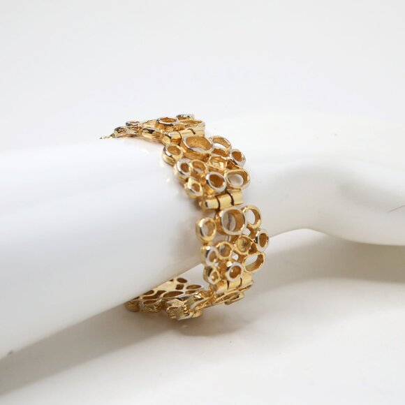 Vintage Robert Larin Gold Tone Brutalist Modernist Bracelet Designer Signed 60s - Picture 10 of 14